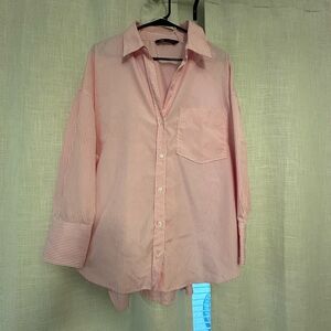 Oversized Pink Striped Shirt